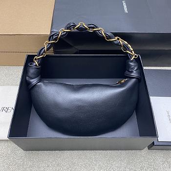 Saint Laurent Amalia hobo bag in black lambskin 19x13x10cm