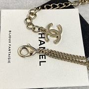 Chanel Blue Camellia Enamel Crystal Necklace with light gold hardware - 4
