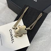 Chanel Blue Camellia Enamel Crystal Necklace with light gold hardware - 5