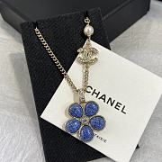  Chanel Blue Camellia Enamel Crystal Necklace - 6