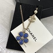  Chanel Blue Camellia Enamel Crystal Necklace - 5