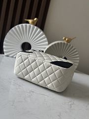 Chanel Mini Ligne Cambon Bowler bag in white lambskin leather with a black CC logo and handles 12*21*9cm - 6