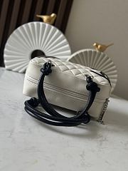 Chanel Mini Ligne Cambon Bowler bag in white lambskin leather with a black CC logo and handles 12*21*9cm - 4