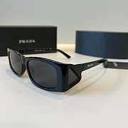 Prada PR B03S rectangular sunglasses in black acetate with grey tinted lenses - 1