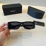 Prada PR B03S rectangular sunglasses in black acetate with grey tinted lenses - 4
