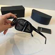Prada PR B03S rectangular sunglasses in black acetate with grey tinted lenses - 3