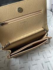  Chanel Classic Quilted Wallet on Chain in beige caviar leather 19x12.5x3cm - 3