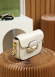 Gucci Horsebit 1955 mini shoulder bag in white leather 20.6*14.4*5.1cm - 6
