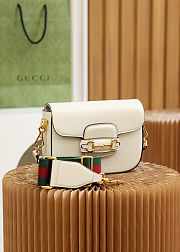 Gucci Horsebit 1955 mini shoulder bag in white leather 20.6*14.4*5.1cm - 5