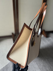 Celine Cabas 16 tote bag in natural textile and tan calfskin with gold finishing 37×15×27 cm - 6