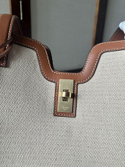 Celine Cabas 16 tote bag in natural textile and tan calfskin with gold finishing 37×15×27 cm - 5