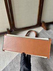 Celine Cabas 16 tote bag in natural textile and tan calfskin with gold finishing 37×15×27 cm - 4