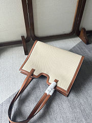 Celine Cabas 16 tote bag in natural textile and tan calfskin with gold finishing 37×15×27 cm - 3