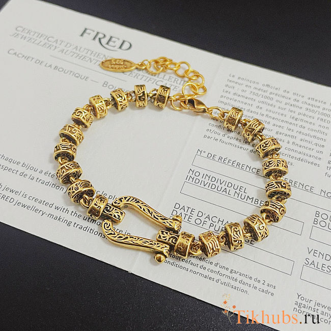 Fred bracelet with gold-plated clasp engraved with a pattern - 1