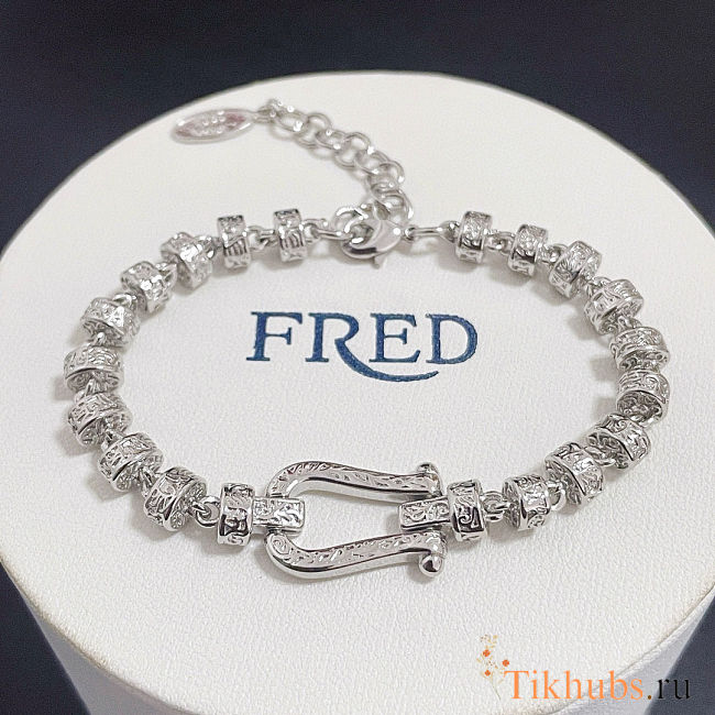 Fred bracelet with silver-plated clasp engraved with a pattern - 1