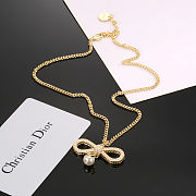 Christian Dior ribbon bow necklace with a gold-plated chain - 1