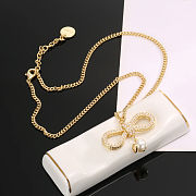 Christian Dior ribbon bow necklace with a gold-plated chain - 6