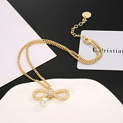 Christian Dior ribbon bow necklace with a gold-plated chain - 3
