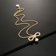 Christian Dior ribbon bow necklace with a gold-plated chain - 2