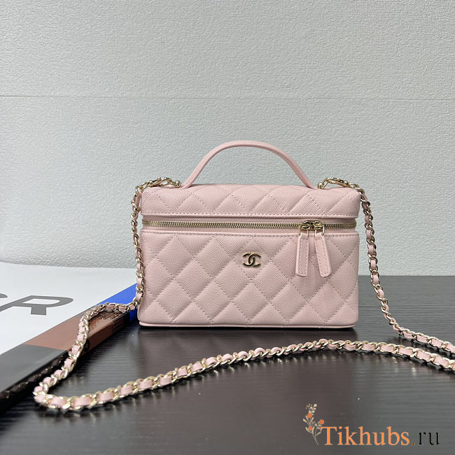Chanel Vanity with Chain, Pink Caviar, Champagne Gold Hardware 19.5x5x17cm - 1