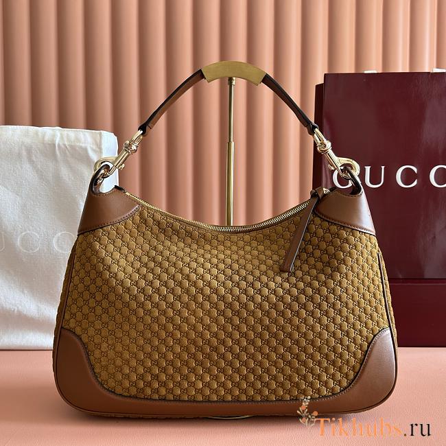 Gucci B medium shoulder bag in brown GG suede bag 40x25x9 cm - 1