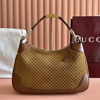 Gucci B medium shoulder bag in brown GG suede bag 40x25x9 cm