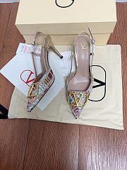Valentino Garavani VLogo Signature sequined and beaded slingback pumps 8.5 cm - 3