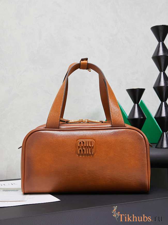 Miu Miu Logo Top-handle Bag in Aged Calfskin 28X15X13 cm - 1