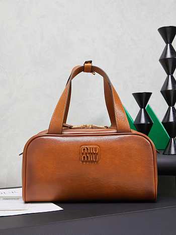 Miu Miu Logo Top-handle Bag in Aged Calfskin 28X15X13 cm