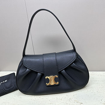 Celine Medium Polly Bag in black supple calfskin leather 13x7x4 cm