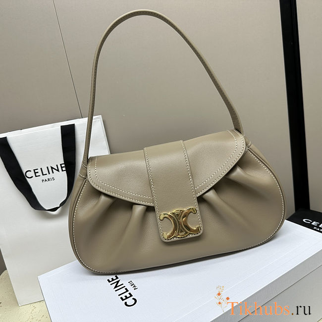 Celine Polly bag in beige supple calfskin leather 13x7x4 cm - 1
