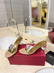 Valentino Garavani women's gold-toned leather slides heel 6 cm  - 1