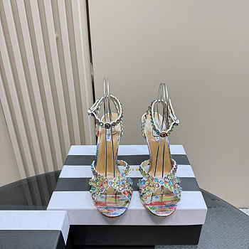 Aquazzura Tequila 105 sandals with multi-colored crystal embellishments 
