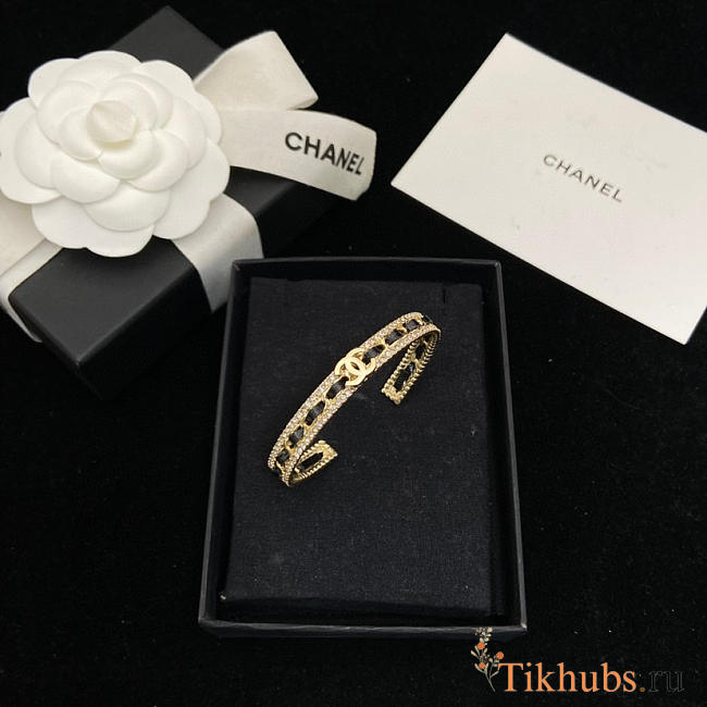 Chanel bracelet in black and gold-plated - 1
