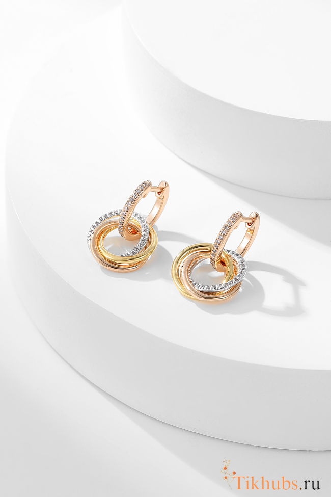 Trinity earrings, half-paved - 1