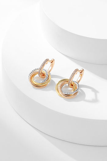 Trinity earrings, half-paved