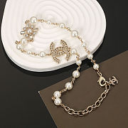 Chanel gold-tone metal and faux pearl necklace with crystal embellishments - 4