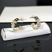  Chanel gold-tone metal hoop earrings with black and clear crystals - 3