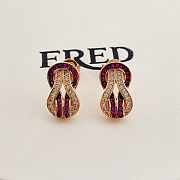 Fred earrings in rose gold with diamonds and rubies - 1