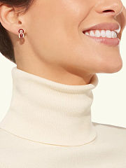 Fred earrings in rose gold with diamonds and rubies - 5