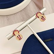 Fred earrings in rose gold with diamonds and rubies - 4