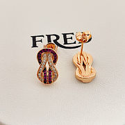 Fred earrings in rose gold with diamonds and rubies - 3