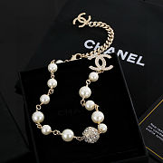 Chanel gold-tone metal and faux pearl necklace  - 5