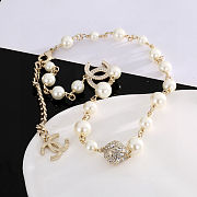 Chanel gold-tone metal and faux pearl necklace  - 3
