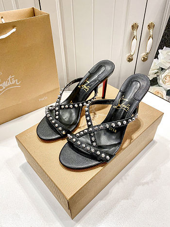 Christian Louboutin Christian Louboutinblack Leather Spikes Tatoosh 80 Mules