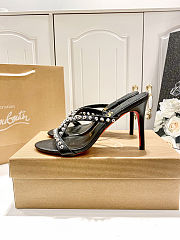 Christian Louboutin Christian Louboutinblack Leather Spikes Tatoosh 80 Mules - 2