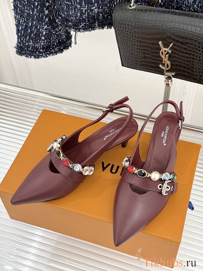 Louis Vuitton LV Vibe Slingback Pumps in bordeaux red lambskin - 1