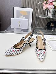 Dioramour J'Adior slingback pumps in white cotton with black and red heel 6.5 cm - 6
