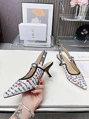 Dioramour J'Adior slingback pumps in white cotton with black and red heel 6.5 cm - 4