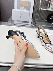 Dioramour J'Adior slingback pumps in white cotton with black and red heel 6.5 cm - 3
